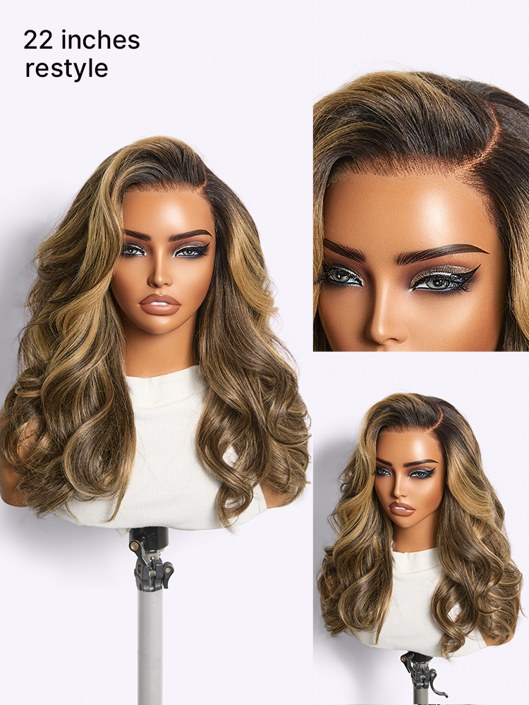 Luvme All-Day Comfort Blonde Highlight Yaki Straight Wig with 7x6 HD lace closure, layered butterfly cut, glueless fit