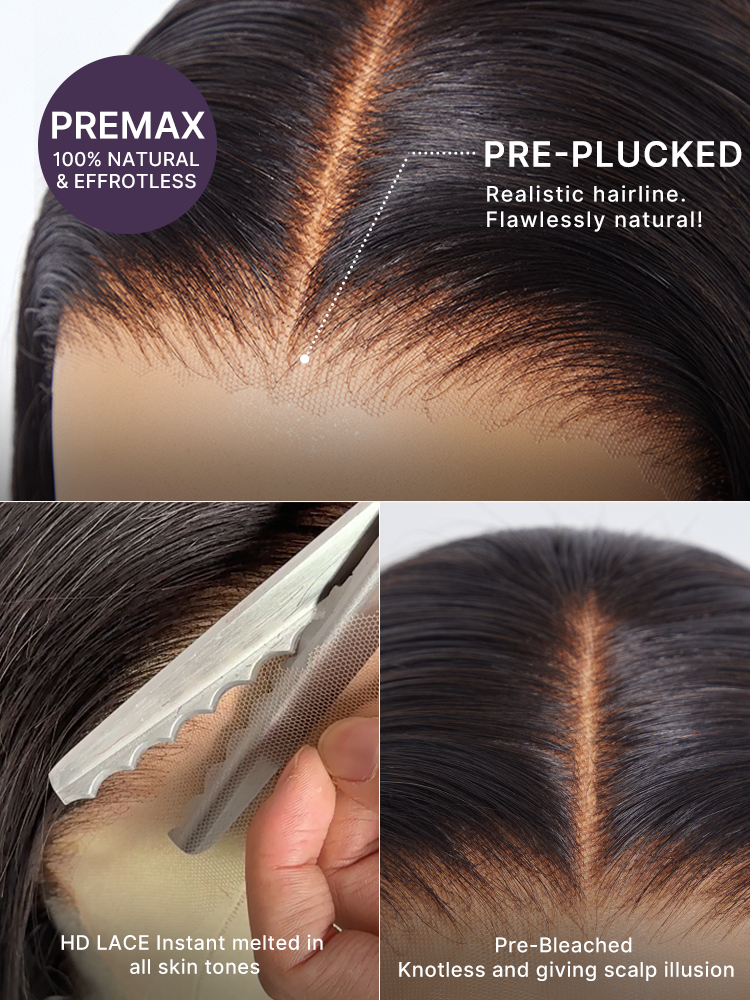 Luvme All-Day Comfort Blonde Highlight Yaki Straight Lace Wig with 7x6 HD lace closure and layered butterfly cut style.