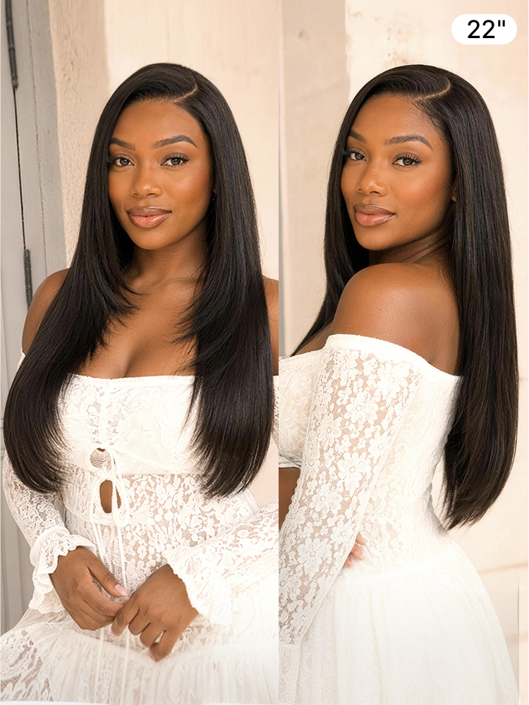 Luvme Hair all-day comfort blonde highlight butterfly cut layered Yaki straight HD lace wig with 7x6 closure and pre-cut lace