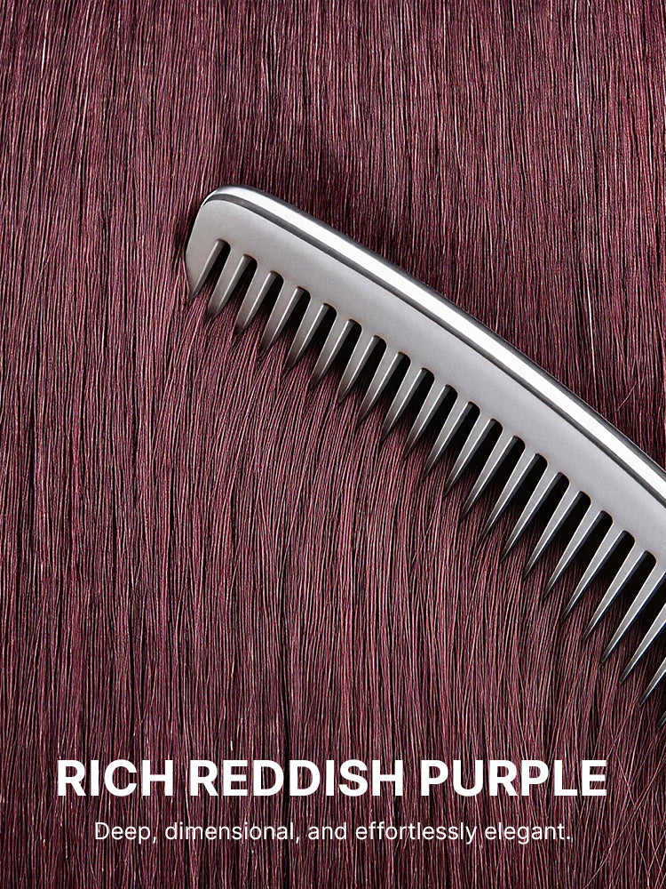 New Customers Only | Reddish Purple Realistic Glueless Yaki Straight Bob with Bangs Minimalist Lace Bob Wig All-Day Comfort Cap-06