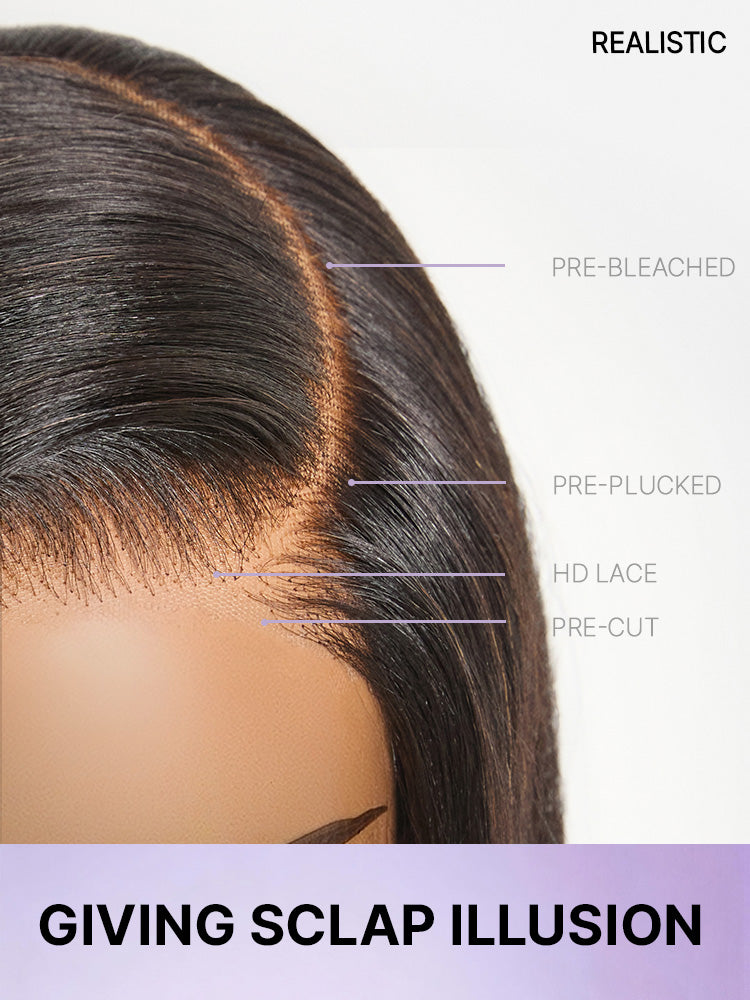 Luvme All-Day Comfort™ Wig 180% Density Ombre Brown Butterfly Cut Layered Light Yaki Straight Glueless 7x6 Closure HD Lace Human Hair Wig Pre-Cut Lace-85