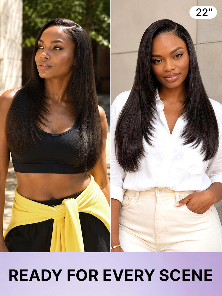 Luvme All-Day Comfort™ Wig 180% Density Butterfly Cut Layered Light Yaki Straight Glueless 7x6 Closure HD Lace Human Hair Wig Pre-Cut Lace-98