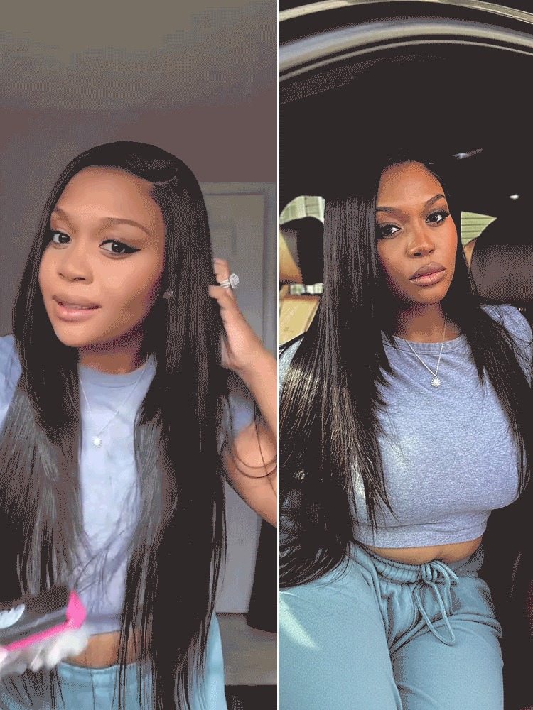 Luvme All-Day Comfort™ Wig 180% Density Butterfly Cut Layered Light Yaki Straight Glueless 7x6 Closure HD Lace Human Hair Wig Pre-Cut Lace-85