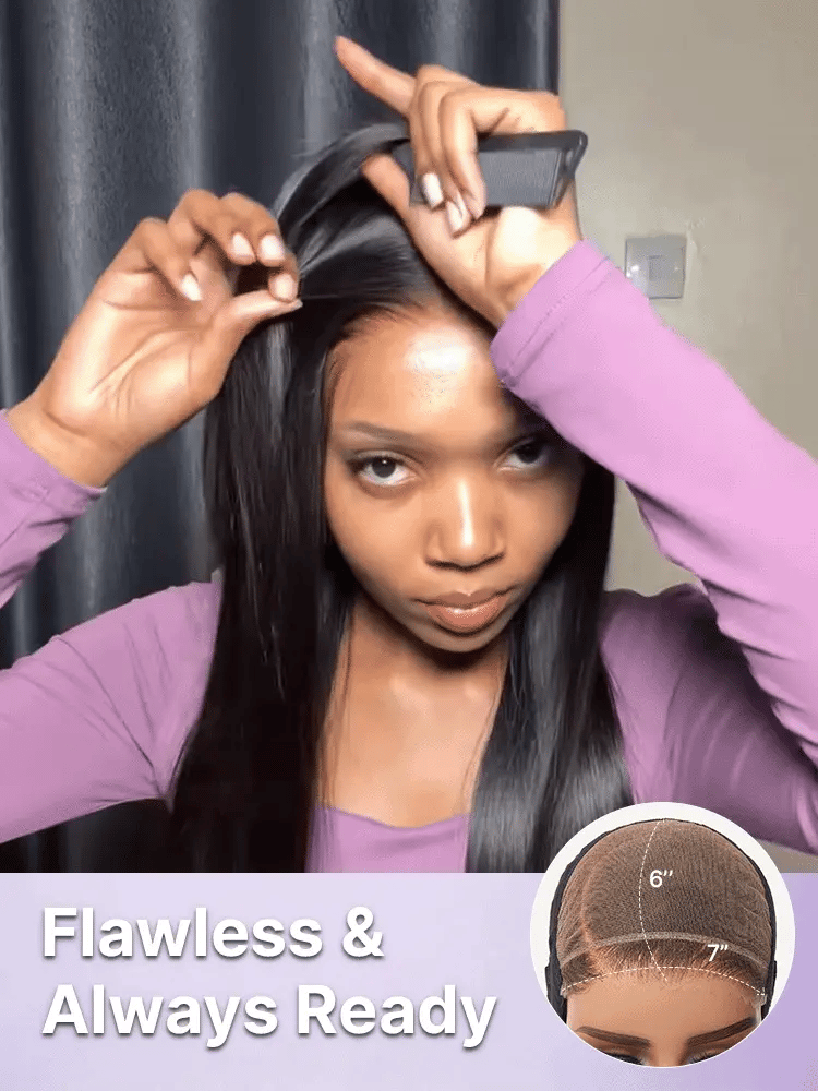 US Only | Luvme All-Day Comfort™ Wig 180% / 250% Density Bone Straight with Baby Hair PartingMax Glueless 7x6 Closure HD Lace Wig Pre-Cut Lace-101