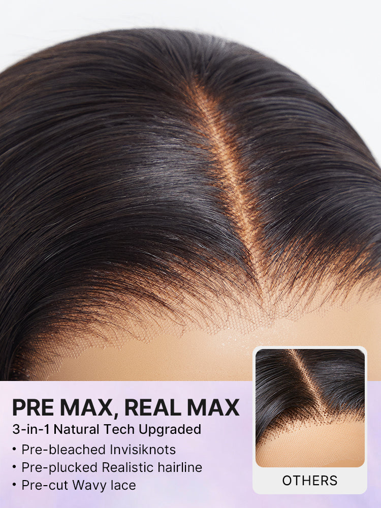Luvme Hair PreMax Super Natural Blunt Cut Bob 13x4 frontal lace wig with human hair and glueless design, short style.