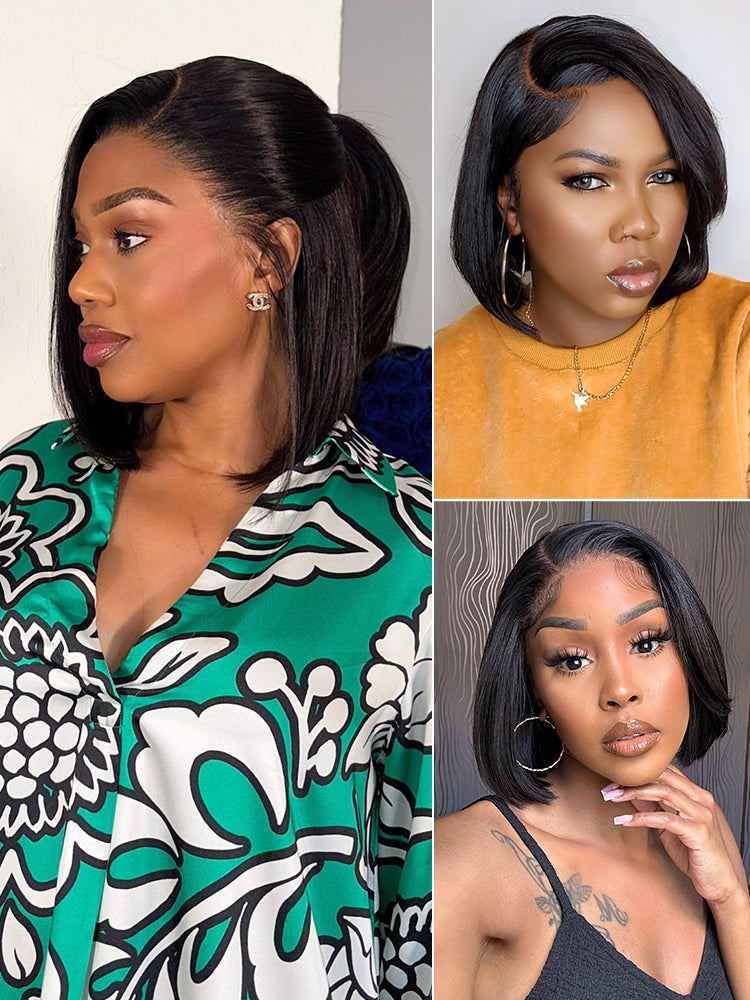 Luvme Hair PreMax Super Natural Blunt Cut Bob 13x4 Frontal Lace Human Hair Wig with glueless, silky, natural hairline