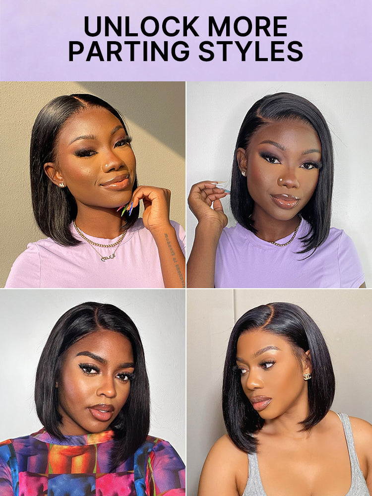 Luvme Hair PreMax Wigs 13x4 frontal lace human hair wig with silky blunt cut bob and natural hairline, glueless style