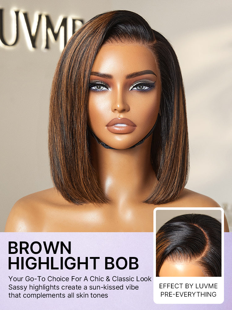 Luvme Hair PreMax Wigs 13x4 frontal lace human hair bob wig with natural hairline and silky blunt cut, glueless short style