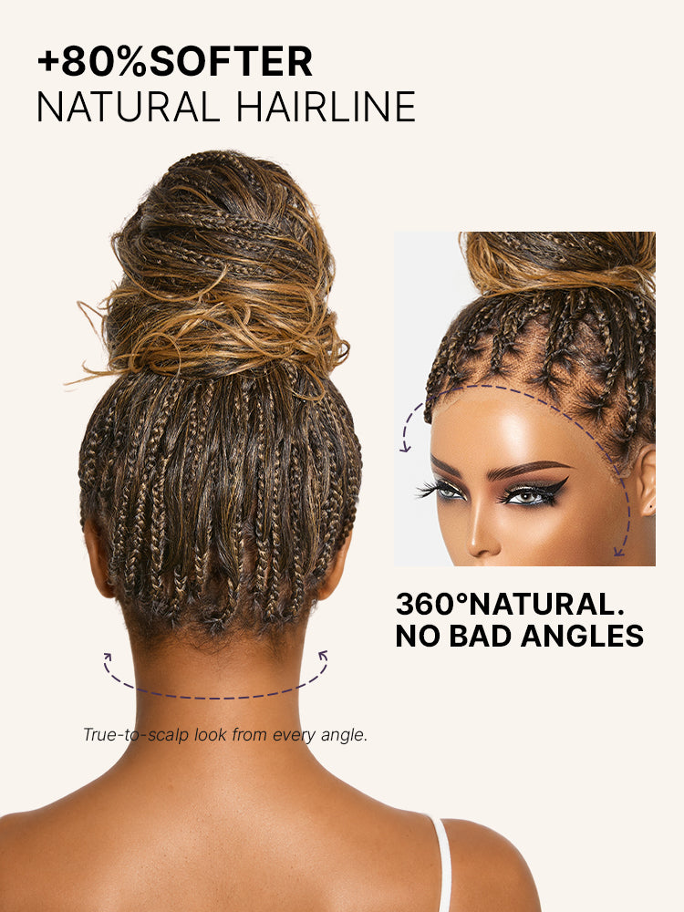 Luvme Hair OwnScalp™ Ombre Honey Blonde French Curl Knotless Boho Braid Wig with full lace cap and drawstring fit