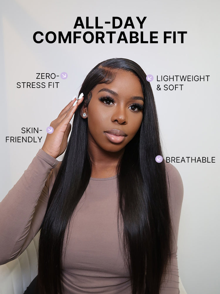 AiryFit™ Scalp Care Wigs - Silky Straight Middle Part Glueless 5x5 Closure Lace Long Wig Pre-Cut Lace-34