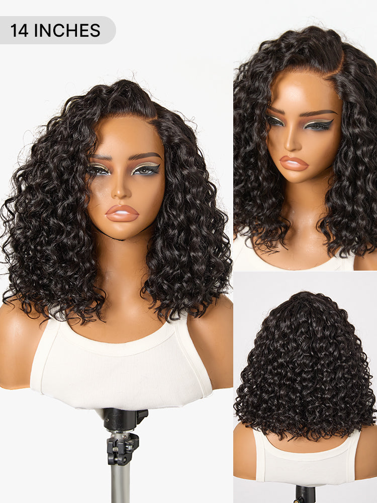 Luvme Hair blonde highlight to black ombre water wave short curly bob wig with HD lace and pre-cut, glueless design