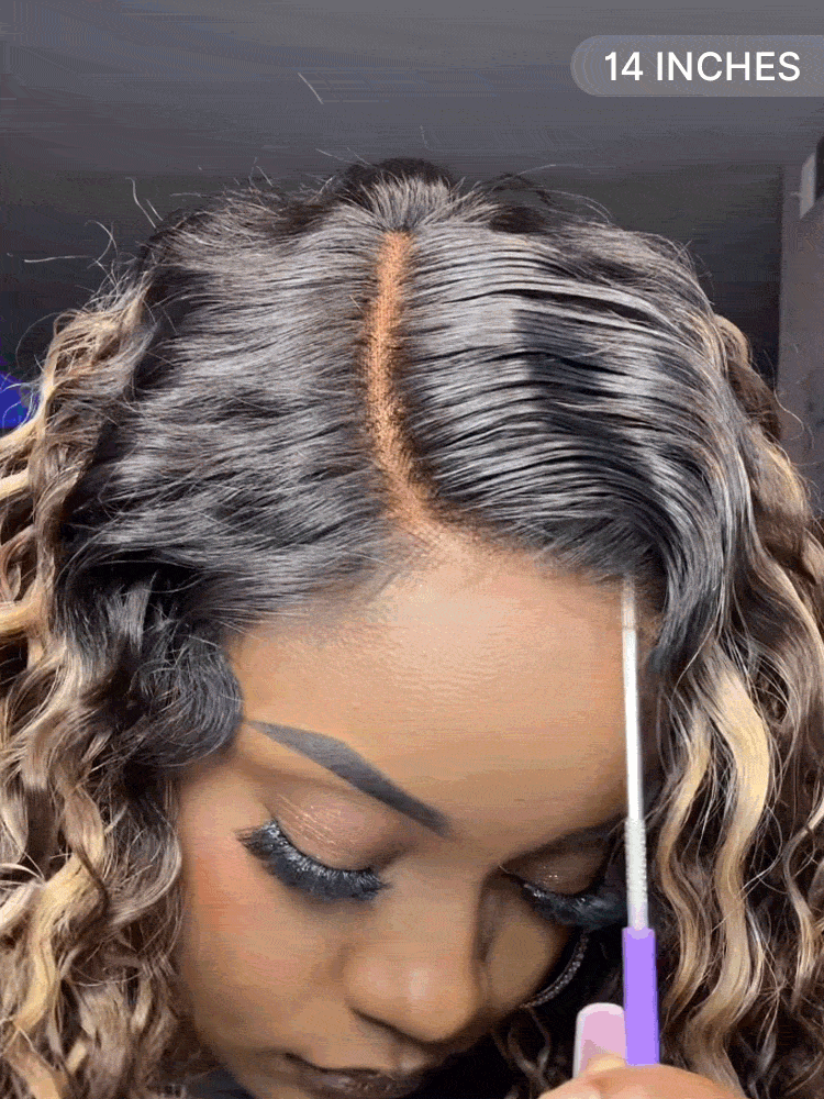 Luvme Hair blonde and black ombre water wave short curly bob wig with HD lace, pre-cut, glueless, natural look