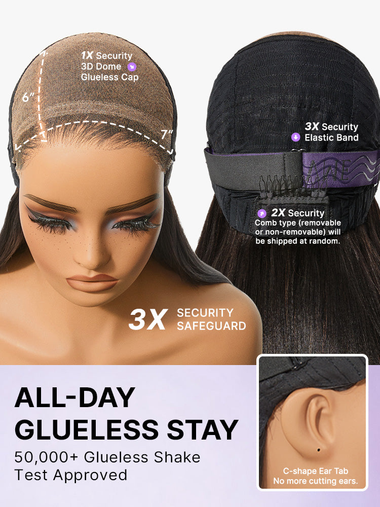 Luvme All-Day Comfort™ wig with ombre blonde highlights, loose body waves, bangs, 7x6 HD lace closure, human hair, glueless style