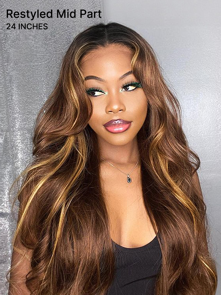 Luvme All-Day Comfort™ Honey Golden Blonde loose body wave human hair wig with 7x6 HD lace closure, 180% density, pre-cut lace