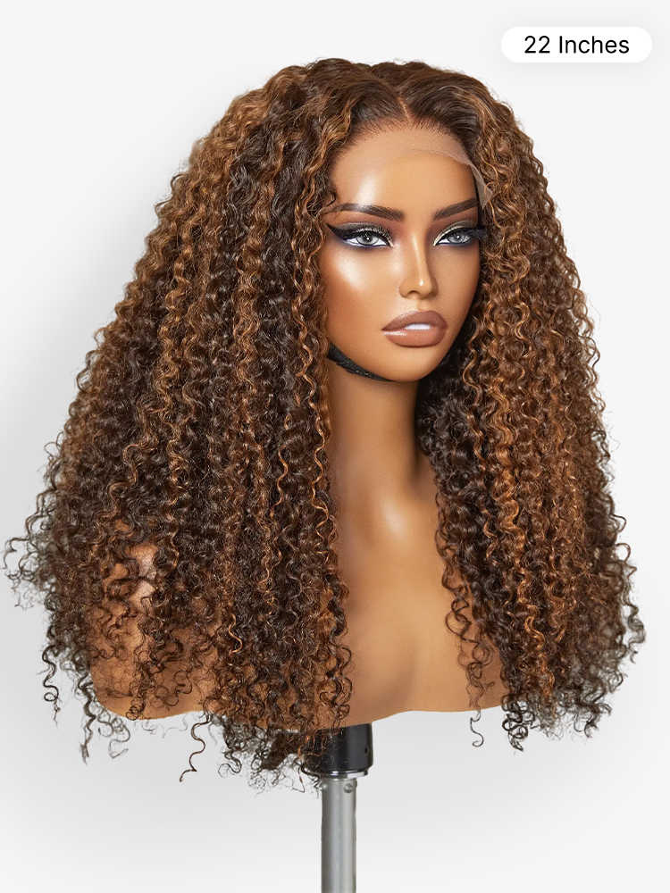 Luvme Hair 5x5 lace closure wig with 180% density, kinky curly texture and pre-cut lace for natural-looking style.