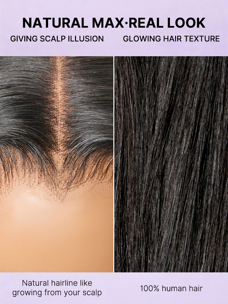 New Customers Only | Lagos Hairline Over-Plucked M-Shaped Hairline Natural Looking Silky Straight Human Hair 13×4 Lace Frontal Wig Pre-Cut Lace-07