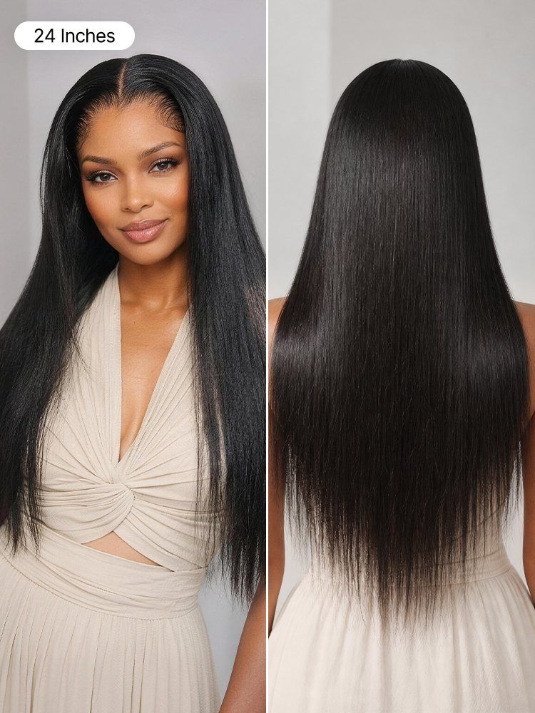 New Customers Only | Lagos Hairline Over-Plucked M-Shaped Hairline Natural Looking Silky Straight Human Hair 13×4 Lace Frontal Wig Pre-Cut Lace-02