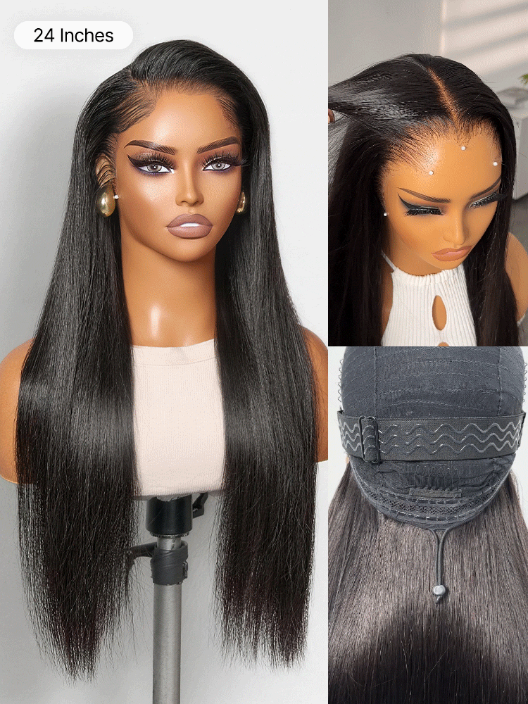 New Customers Only | Lagos Hairline Over-Plucked M-Shaped Hairline Natural Looking Silky Straight Human Hair 13×4 Lace Frontal Wig Pre-Cut Lace-03
