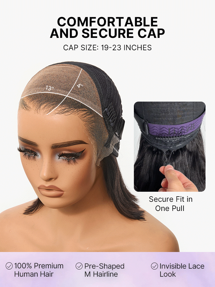 New Customers Only | Lagos Hairline Over-Plucked M-Shaped Hairline Natural Looking Silky Straight Human Hair 13×4 Lace Frontal Wig Pre-Cut Lace-08