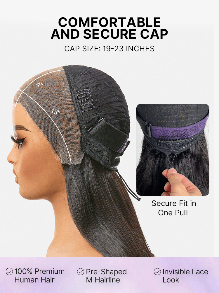 New Customers Only | Lagos Hairline Over-Plucked M-Shaped Hairline Natural Looking Silky Straight Human Hair 13×4 Lace Frontal Wig Pre-Cut Lace-10
