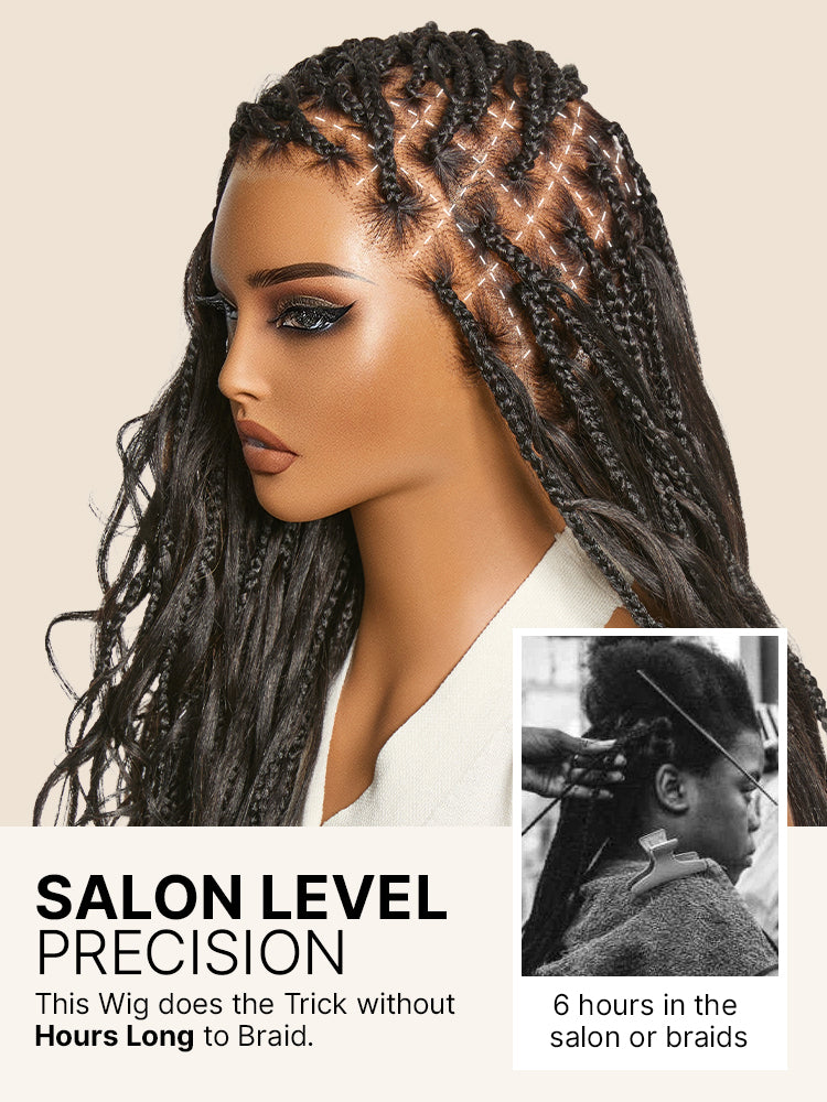 OwnScalp™ French Curl Knotless Boho Braids HD Full Lace Long Wig Flexi Fit Invisi Drawstring Cap - US Only-84