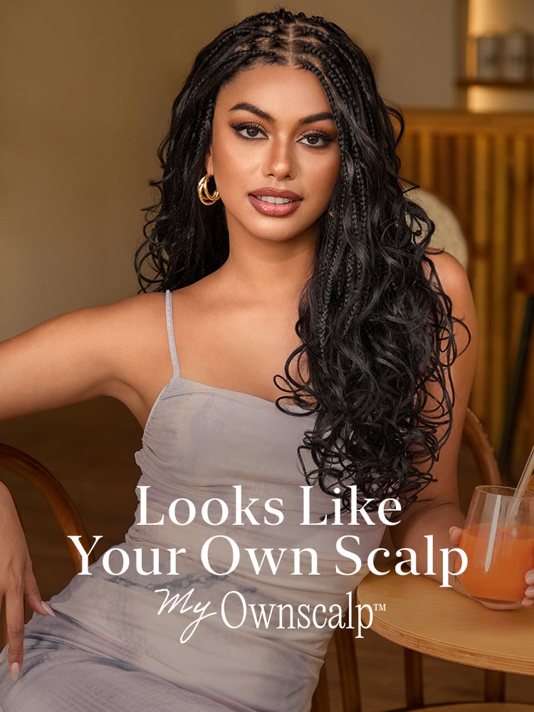 OwnScalp™ French Curl Knotless Boho Braids HD Full Lace Long Wig Flexi Fit Invisi Drawstring Cap - US Only-81