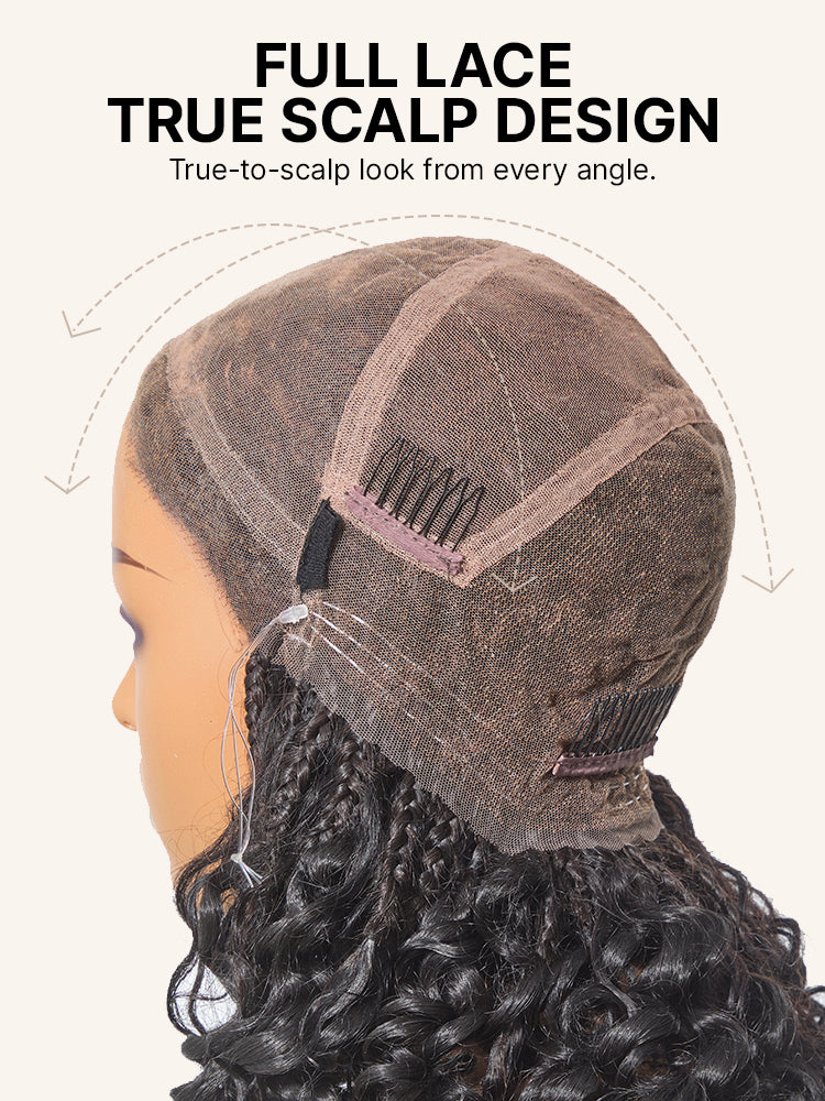 OwnScalp™ French Curl Knotless Boho Braids HD Full Lace Long Wig Flexi Fit Invisi Drawstring Cap - US Only-92