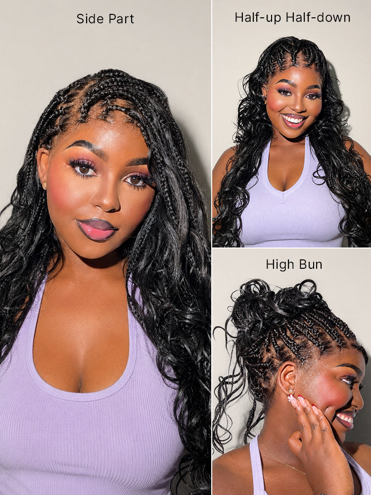 OwnScalp™ French Curl Knotless Boho Braids HD Full Lace Long Wig Flexi Fit Invisi Drawstring Cap - US Only-88