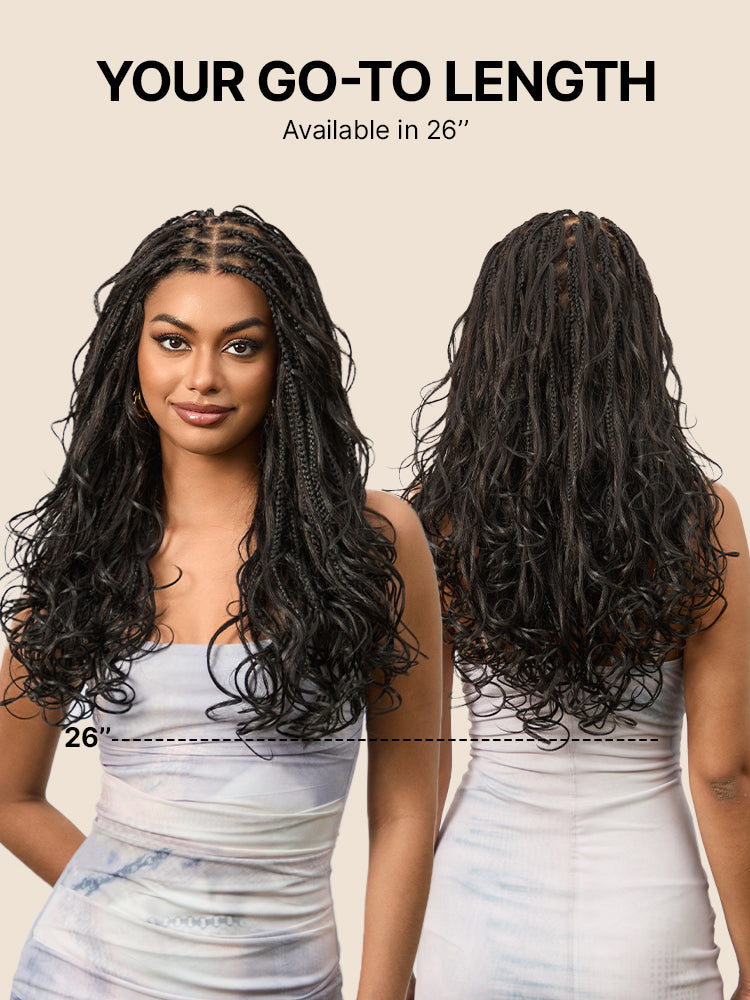 OwnScalp™ French Curl Knotless Boho Braids HD Full Lace Long Wig Flexi Fit Invisi Drawstring Cap - US Only-89