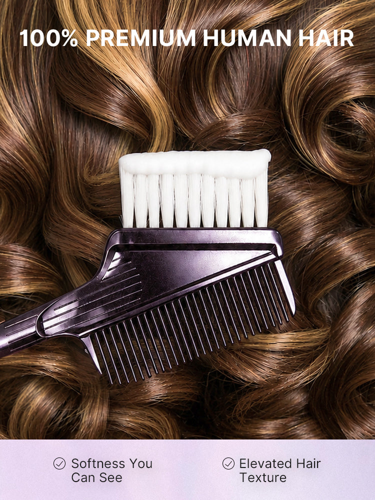 Luvme Hair honey blonde wavy lace wig with pre-cut lace, glueless, minimalist HD lace, and natural-looking highlights.