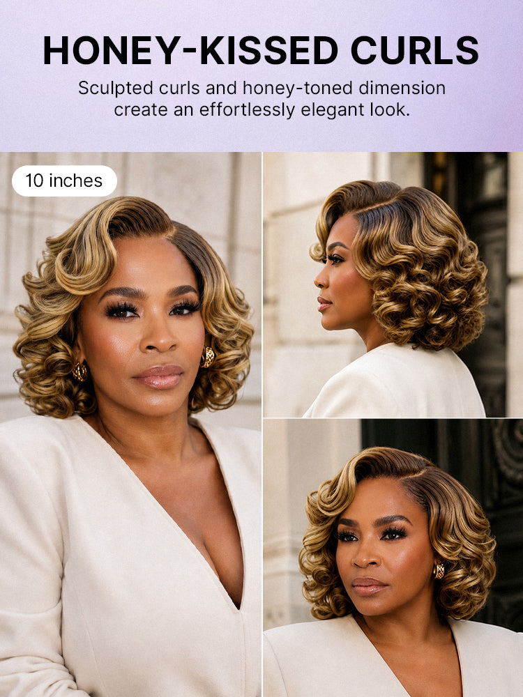 Luvme Hair Classic Old Money Honey Blonde Highlight wavy HD lace wig with pre-cut lace and minimalist design