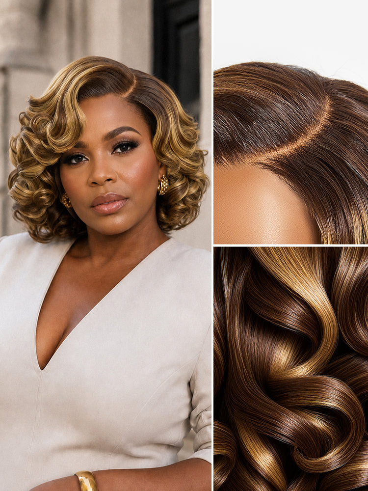 Classic Old Money Honey Blonde Highlight Wavy Glueless Minimalist HD Lace Wig Pre-cut Lace-11