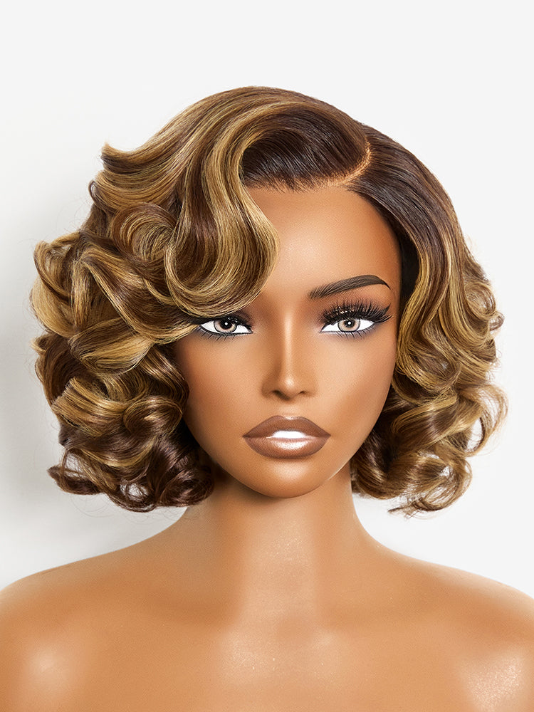 Luvme Hair classic honey blonde wavy lace wig with pre-cut lace, minimal glueless design, and natural hairline.