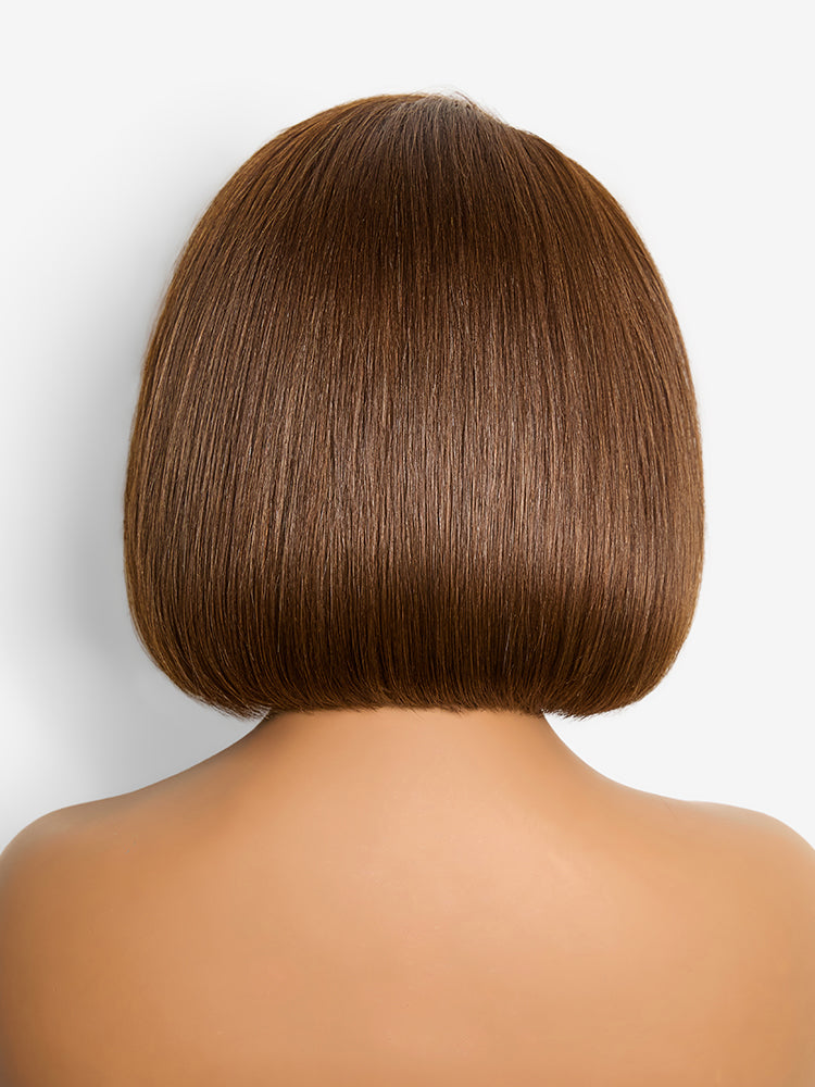 Luvme Hair honey blonde layered bob wig with face-framing highlights, blowout style, glueless 5x5 lace closure, pre-cut lace.