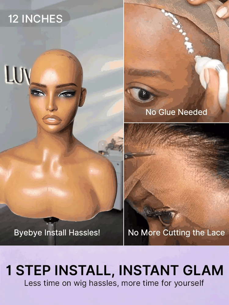 Beginner Friendly Water Wave Minimalist Lace Glueless Short Curly Wig with Bangs-35