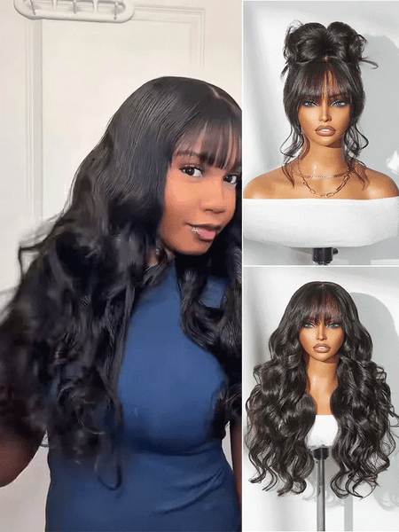 Luvme All-Day Comfort Wig 180% Density Loose Body Wave Glueless 7x6 Closure HD Lace Human Hair Wig with Bangs Pre-Cut Lace