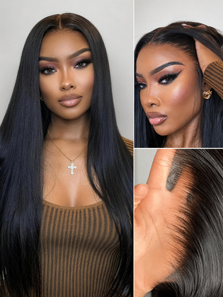 PreMax Wigs | Super Natural Hairline Silky Straight Glueless 13x4 Frontal Lace Wig Human Hair Pre-Cut Lace-49