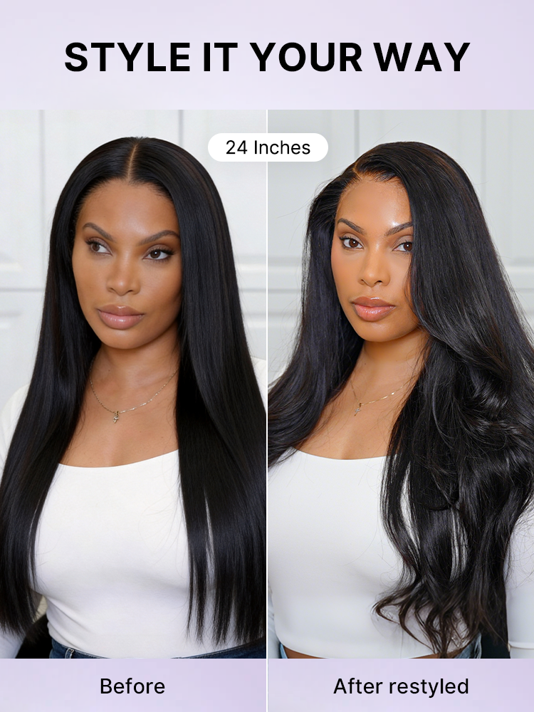 PreMax Wigs | Super Natural Hairline Silky Straight Glueless 13x4 Frontal Lace Wig Human Hair Pre-Cut Lace-53
