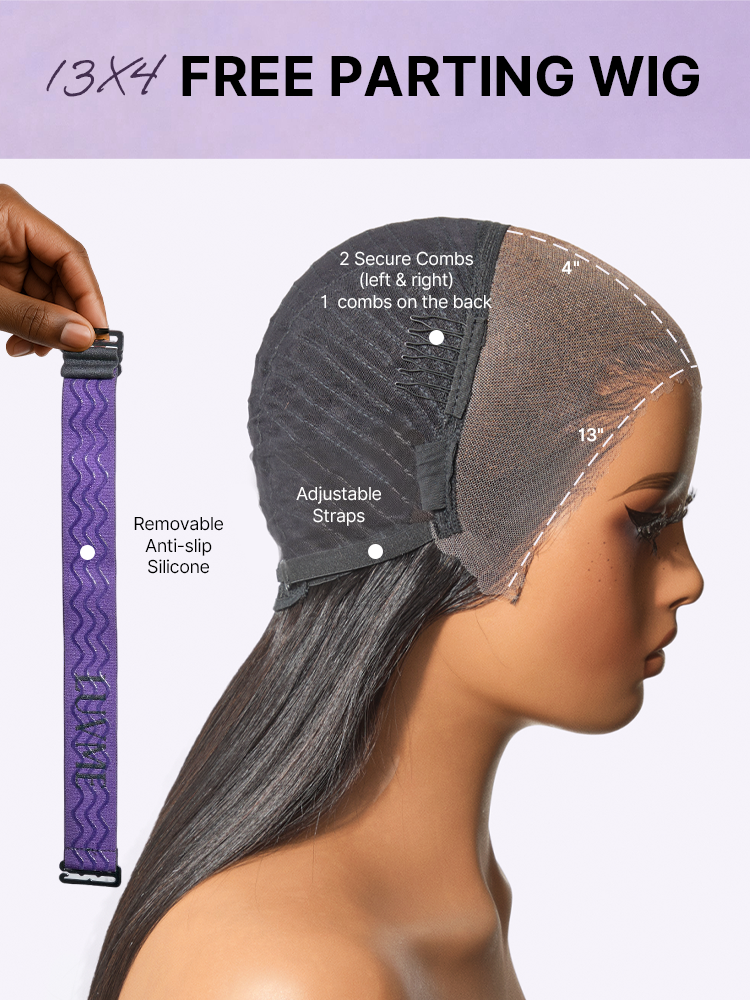 PreMax Wigs | Super Natural Hairline Silky Straight Glueless 13x4 Frontal Lace Wig Human Hair Pre-Cut Lace-62