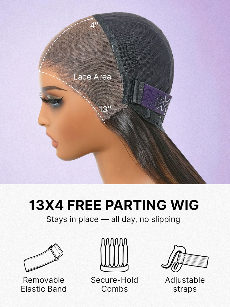 PreMax Wigs | Super Natural Hairline Silky Straight Glueless 13x4 Frontal Lace Wig Human Hair Pre-Cut Lace-63