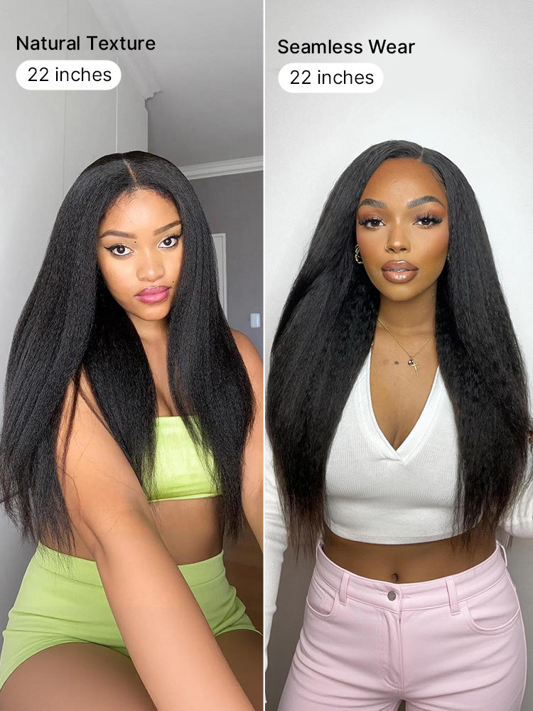 Luvme U Part Wig showcasing body wave, straight, kinky, and deep wave human hair styles in natural hair textures.