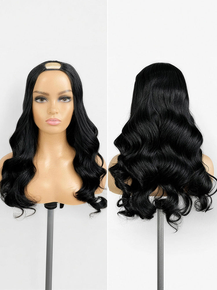 Luvme U Part Wig with body wave, straight, kinky, and deep wave human hair styles, natural hairline and seamless fit.