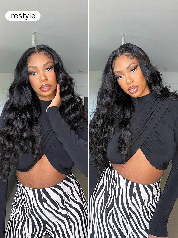 Luvme U Part Wig with body wave, straight, kinky, and deep wave human hair styles, natural-looking scalp and hair parting.