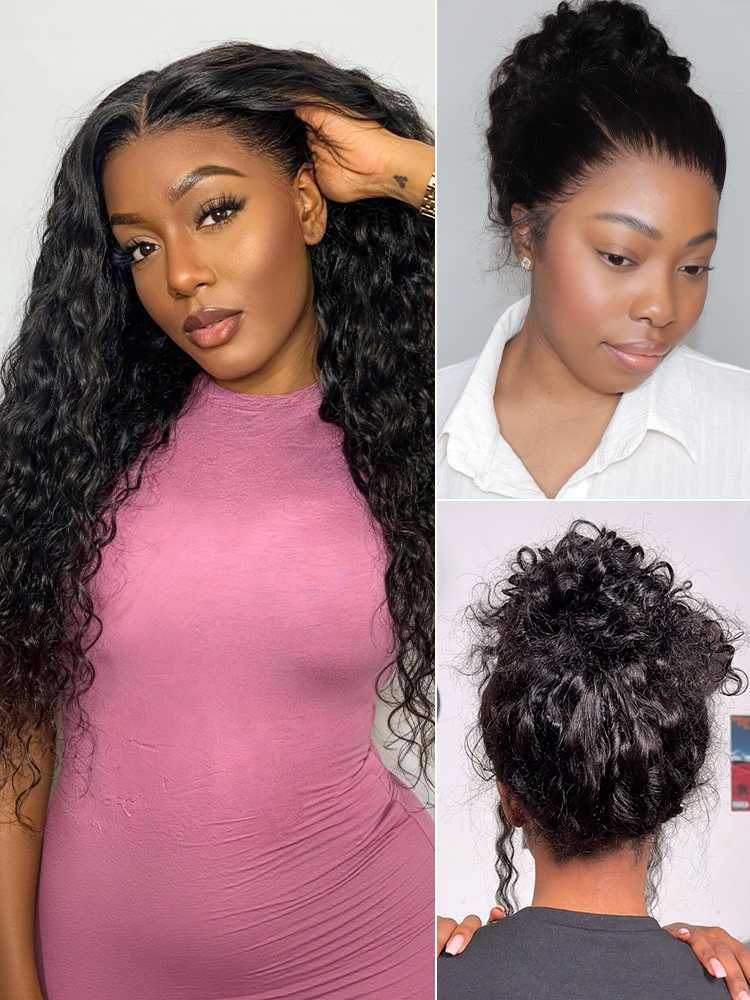 Water Wave 360 Lace Flexi-Fit Invisi Drawstring Cap Long Wig 100% Human Hair Pre-bleached & Pre-plucked & Pre-Cut Lace-16