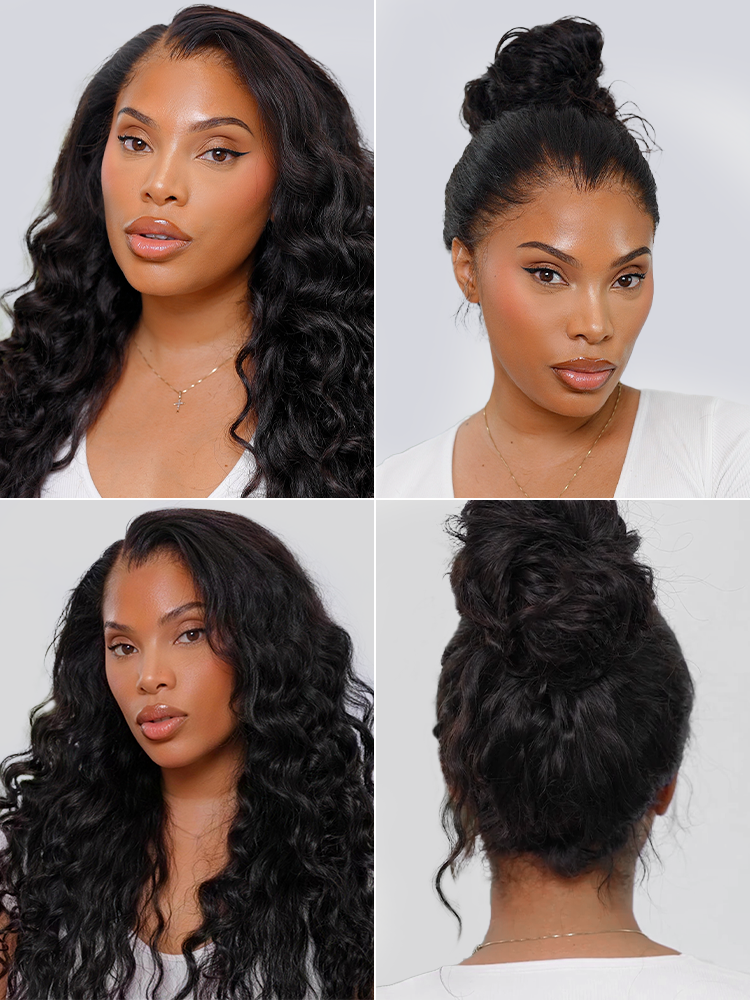 Luvme Hair Water Wave 360 lace wig with pre-bleached, pre-plucked human hair, flexible lace cap, long style, natural look