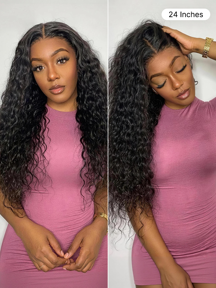 Luvme Hair Water Wave 360 lace wig with flexi-fit cap, human hair, pre-bleached, pre-plucked, and pre-cut lace for natural look