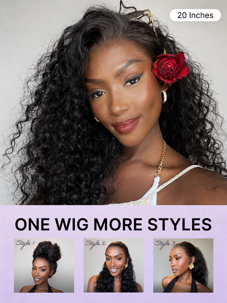 Luvme Hair Water Wave 360 lace wig with flexi-fit cap, human hair, pre-bleached, pre-plucked, and pre-cut lace for natural look