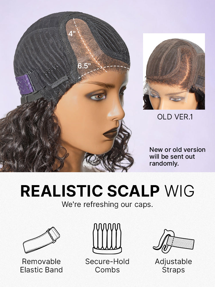 Luvme short cut curly HD lace glueless side part wig made from 100% human hair, featuring a minimalist style and natural curls.