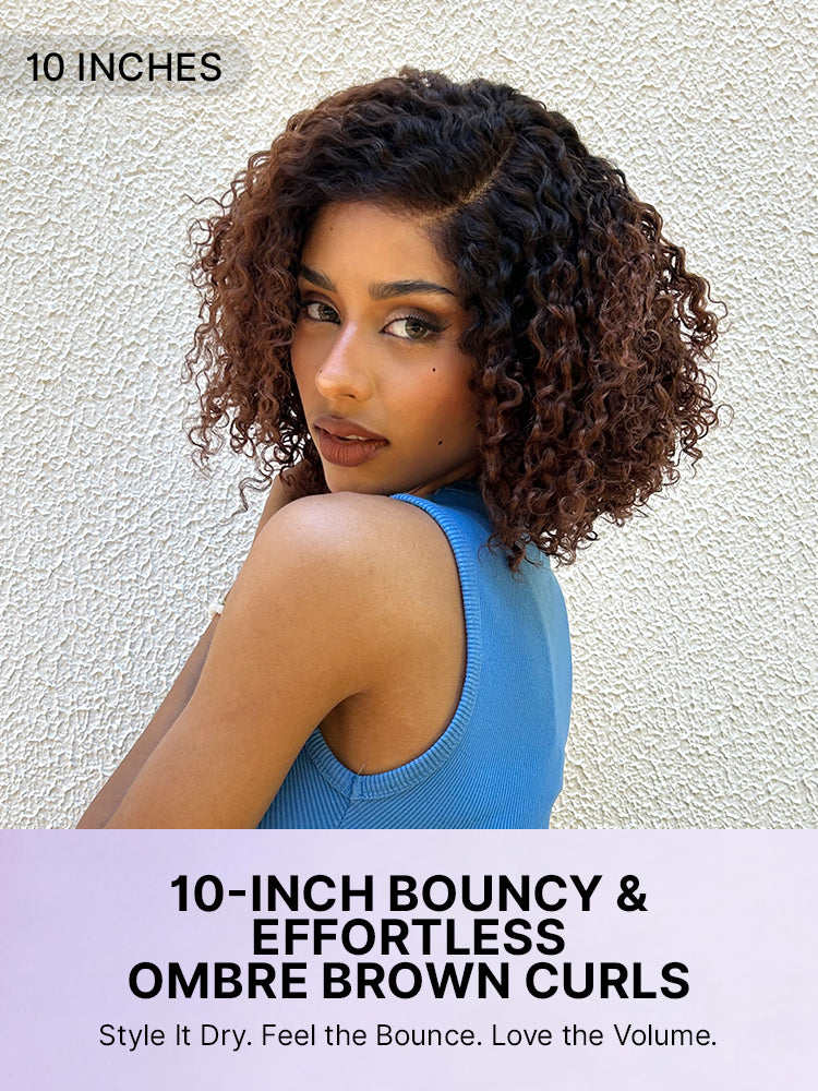 Luvme trendy short cut curly human hair wig with HD lace, glueless side part, minimalistic style, ideal for weekly fashion updates