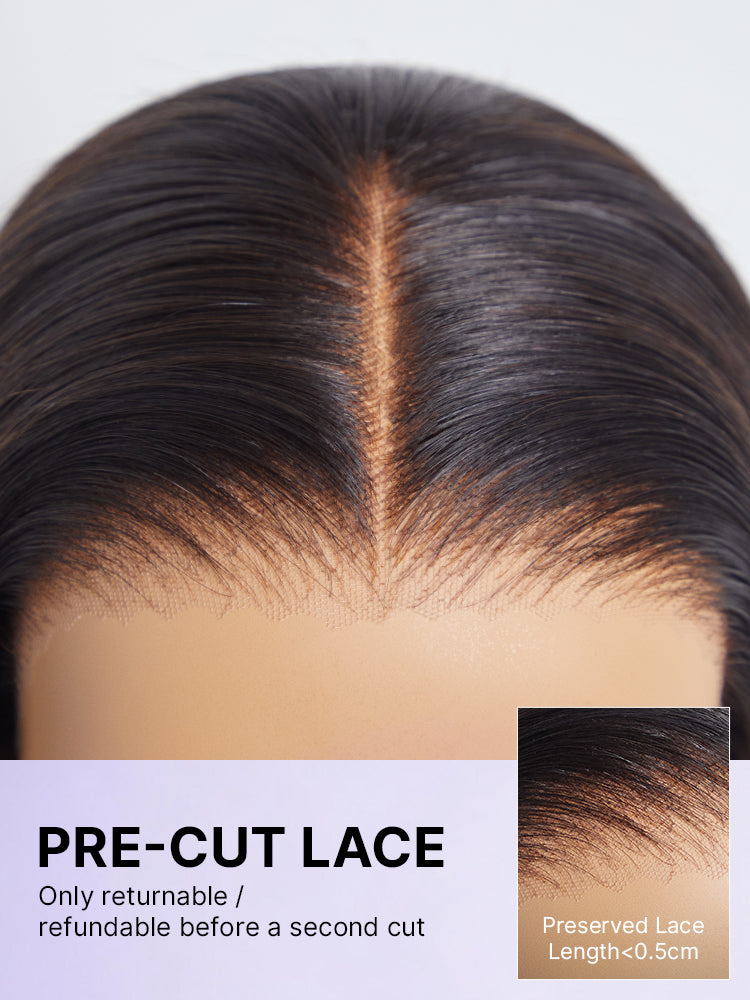 Luvme trendy short cut curly HD lace glueless side part wig made of 100% human hair, showcasing natural curls and lace details.